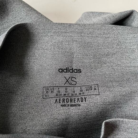 Adidas Design 2 Move High Rise Logo Leggings Sheer Panel XS Gray EUC - Picture 3 of 14